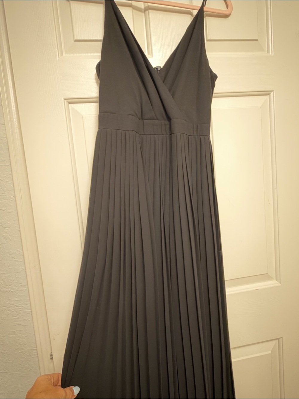 She + Sky Charcoal Gray Pleated Maxi Dress